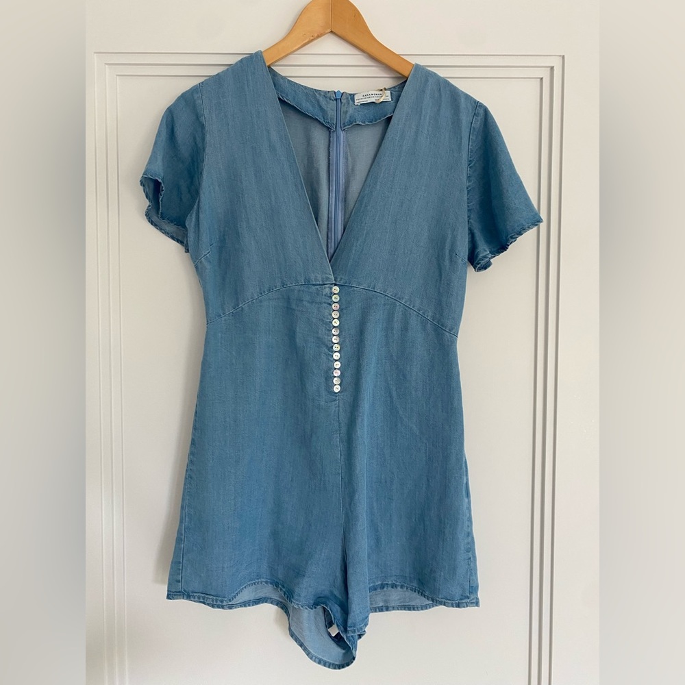Zara cotton denim romper